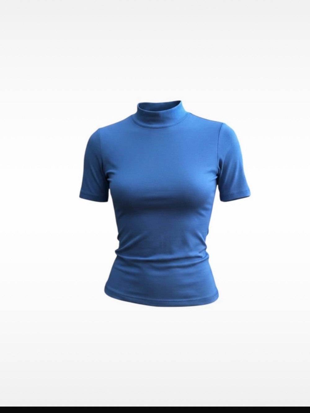 Luo Luo Blue Mock Neck Short Sleeve Top Size L